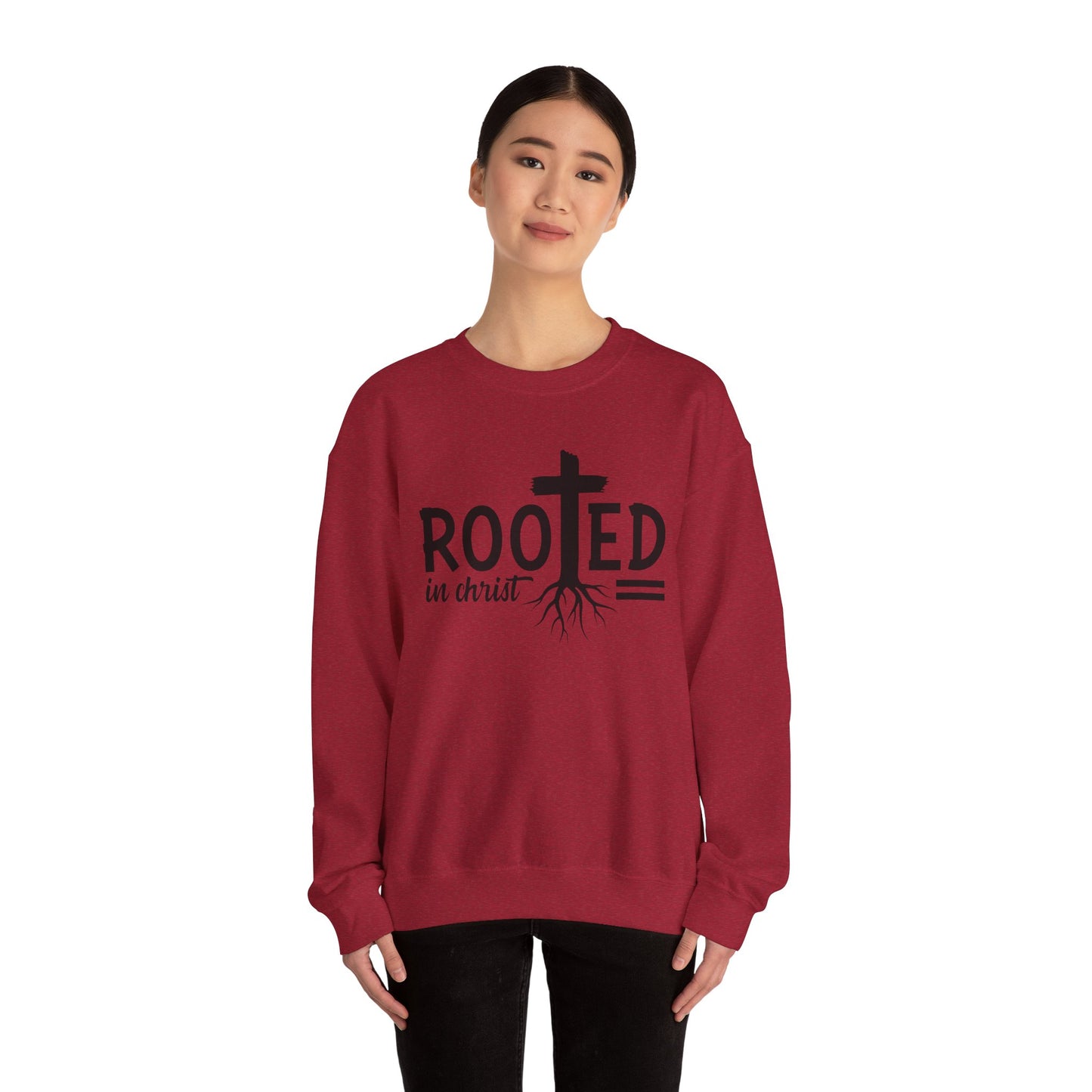 Rooted in Christ Unisex Crewneck Sweatshirt - Faith-Based Apparel, Christian Gift, Cozy Winter Wear, Inspirational Gifts, Spiritual Clothing