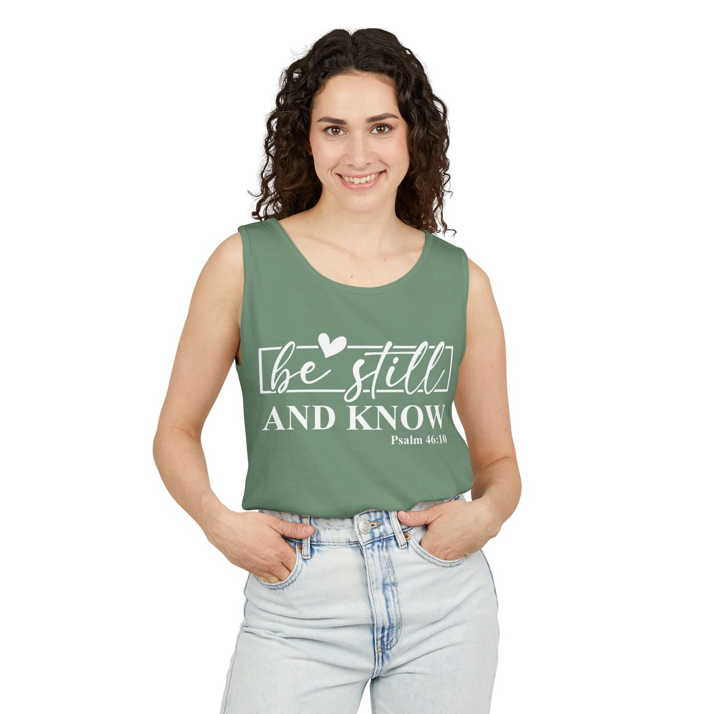 Be Still and Know Tank Top, Relaxed Fit Unisex Tee, Motivational Apparel, Gift for Spiritual Seekers, Psalms Inspirational Wear