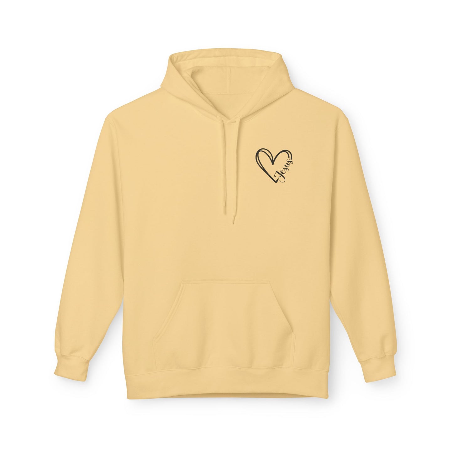 Inspired Fleece Hoodie with Heart and Cross Design, Christian Gift, Casual Wear, Everyday Comfort, Faith-Based Apparel, Cozy Hoodie