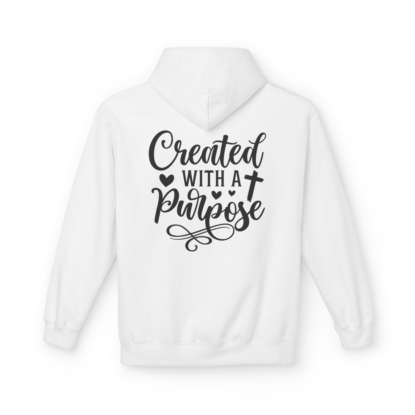Inspired Fleece Hoodie with Heart and Cross Design, Christian Gift, Casual Wear, Everyday Comfort, Faith-Based Apparel, Cozy Hoodie