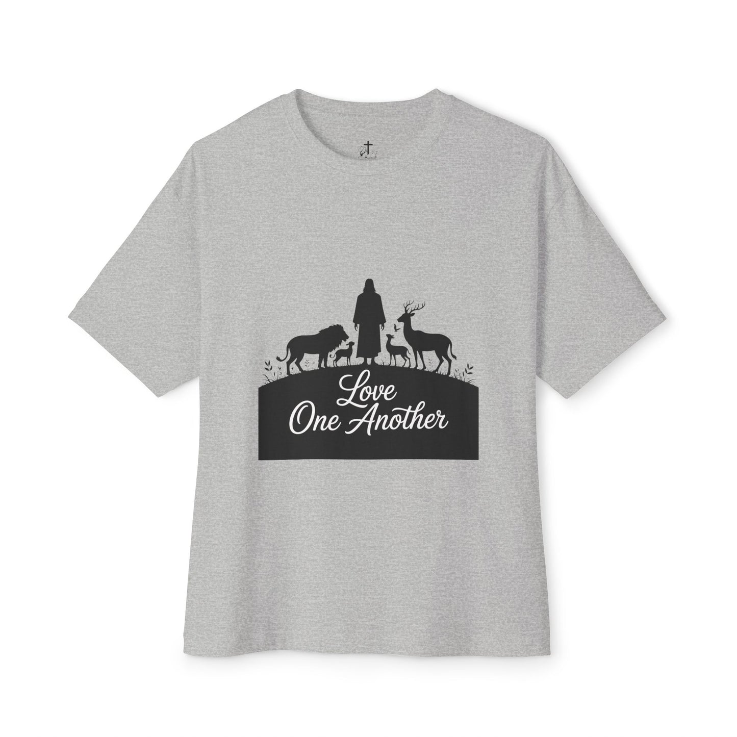 Unisex Oversized Tee with 'Love One Another' Design, Cozy Casual Wear, Gift for friends, Everyday Relaxed Top, Christian Apparel