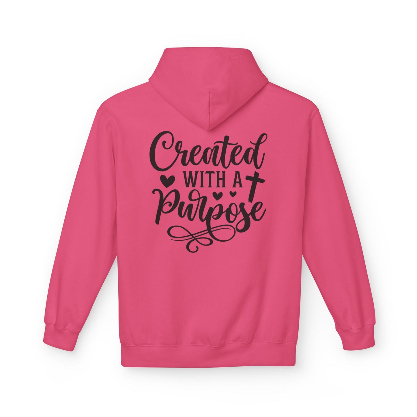 Inspired Fleece Hoodie with Heart and Cross Design, Christian Gift, Casual Wear, Everyday Comfort, Faith-Based Apparel, Cozy Hoodie