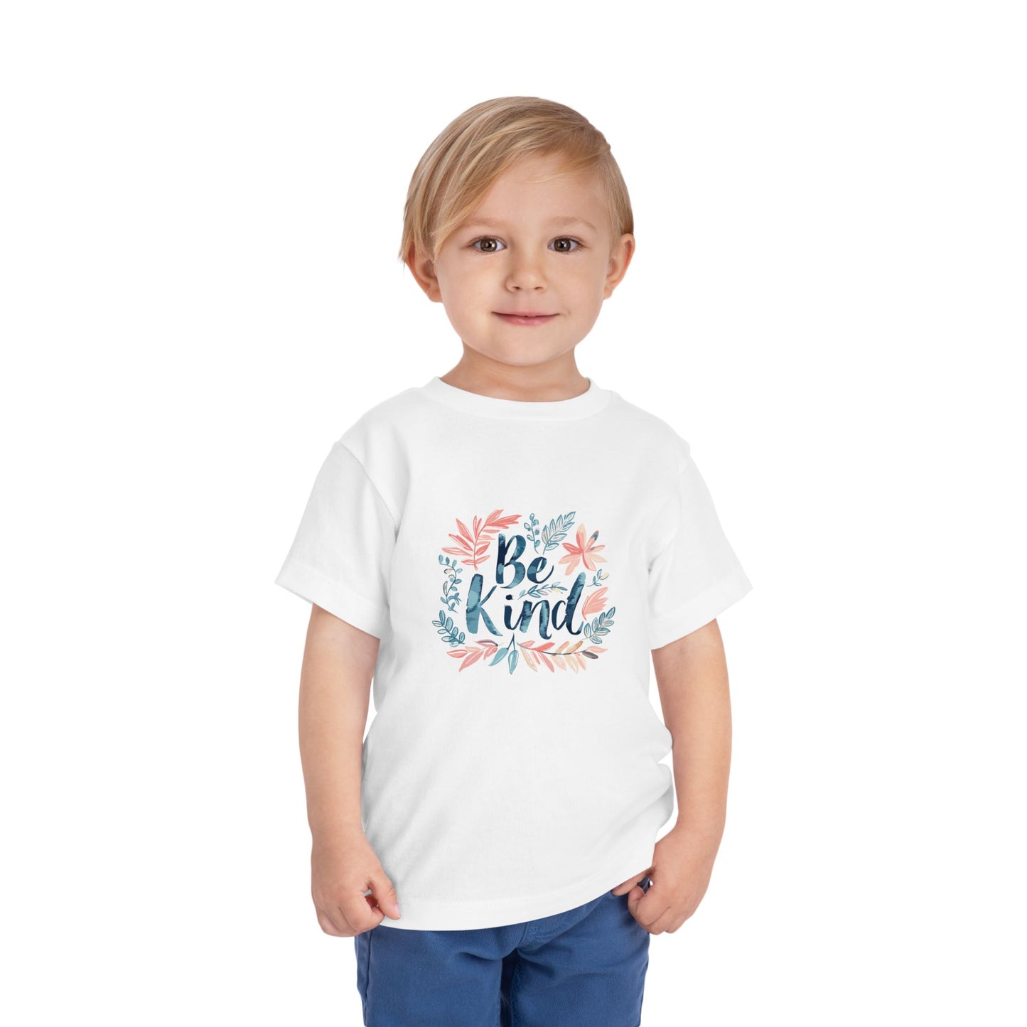 Toddler Short Sleeve Tee - "Be Kind" Floral Design, Cute Kids T-Shirt, Positive Message Tee, Gift for Toddlers, Summer Wear