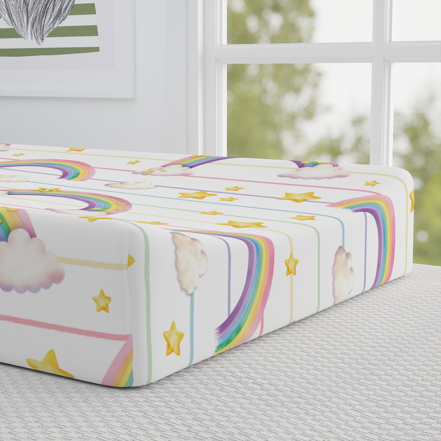 Whimsical Rainbow Baby Changing Pad Cover - Soft Cotton, Nursery Decor, Baby Shower Gift, Kids Room Essentials, Unicorn Theme