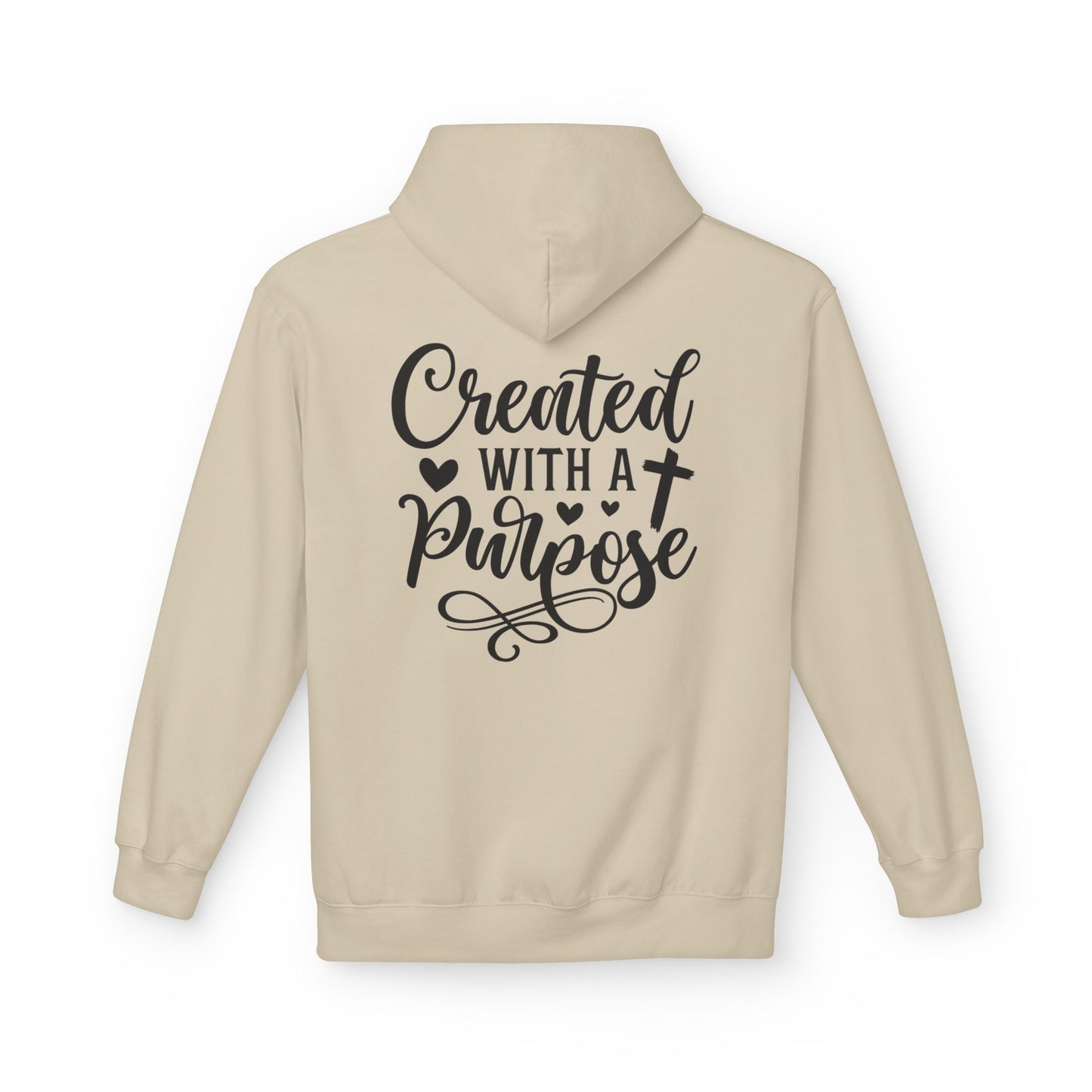 Inspired Fleece Hoodie with Heart and Cross Design, Christian Gift, Casual Wear, Everyday Comfort, Faith-Based Apparel, Cozy Hoodie