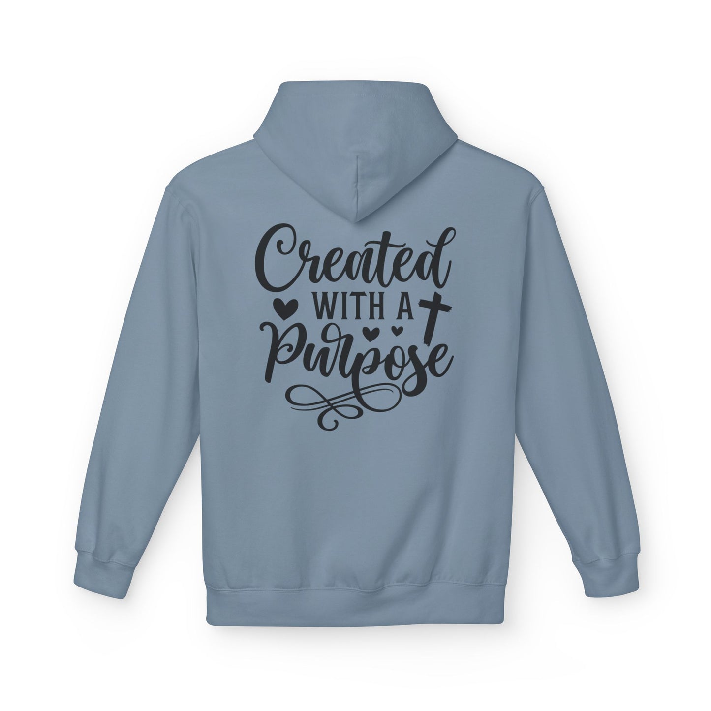 Inspired Fleece Hoodie with Heart and Cross Design, Christian Gift, Casual Wear, Everyday Comfort, Faith-Based Apparel, Cozy Hoodie