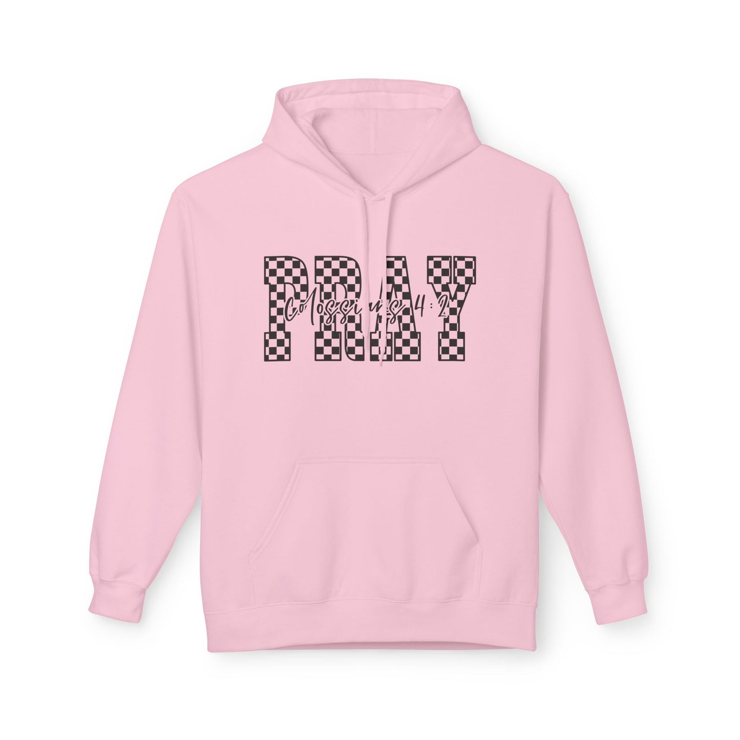 Pray Checkerboard Fleece Hoodie, Comfortable Unisex Hoodie, Spiritual Gift, Casual Wear, Cozy Sweatshirt, Christian hoodie