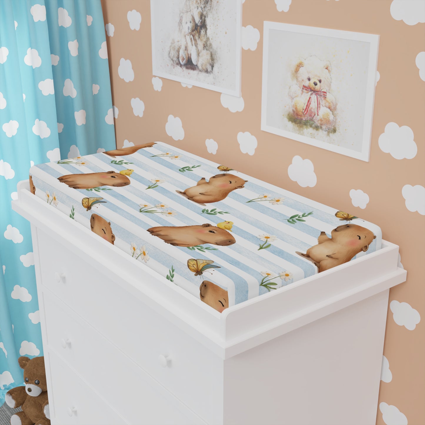 Cute Capybara Baby Changing Pad Cover, Nursery Decor, Gift for Baby Shower, Soft Cotton Bedding, Animal Print Baby Gear