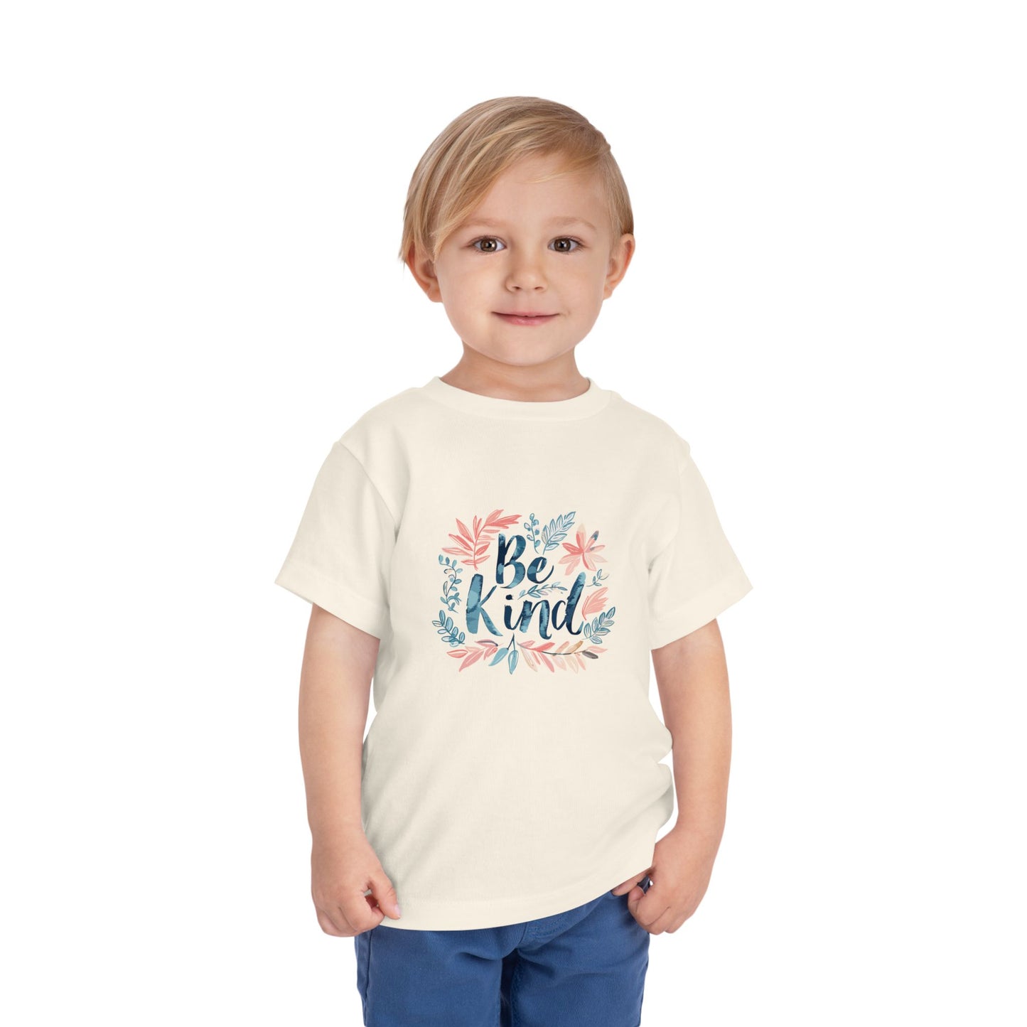 Toddler Short Sleeve Tee - "Be Kind" Floral Design, Cute Kids T-Shirt, Positive Message Tee, Gift for Toddlers, Summer Wear