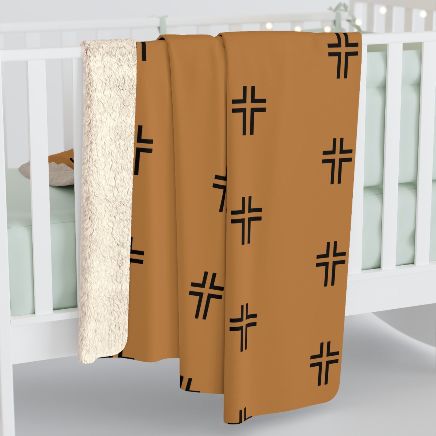 Cozy Cross Pattern Sherpa Fleece Blanket, Soft Throw for Home, Gift for Friends, Christian Decor, Perfect for Any Occasion