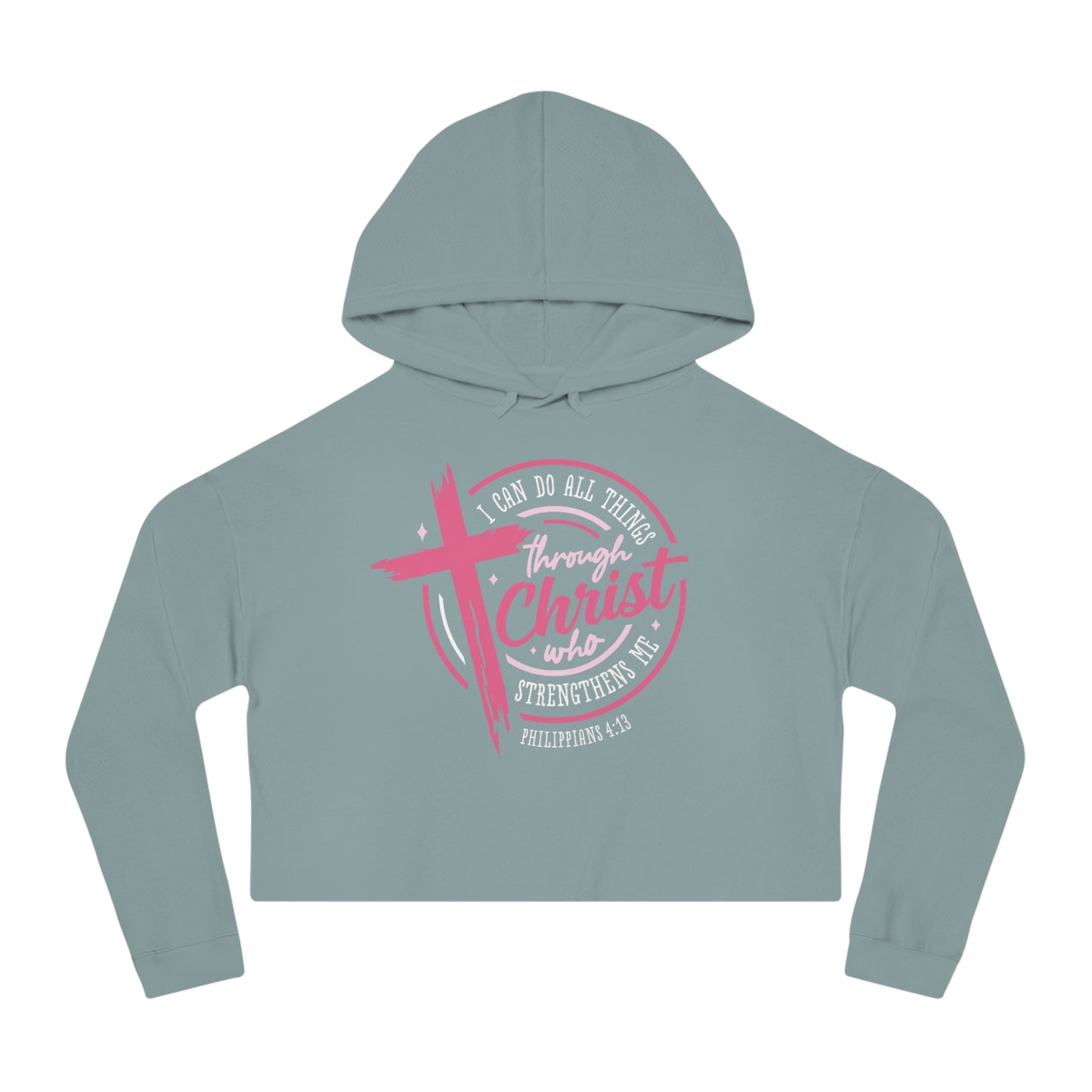 Cropped Sweatshirt with Philippians 4:13 Design, Faith Apparel, Christian Hoodie, Inspirational Clothing, Casual Wear, Spiritual Gifts