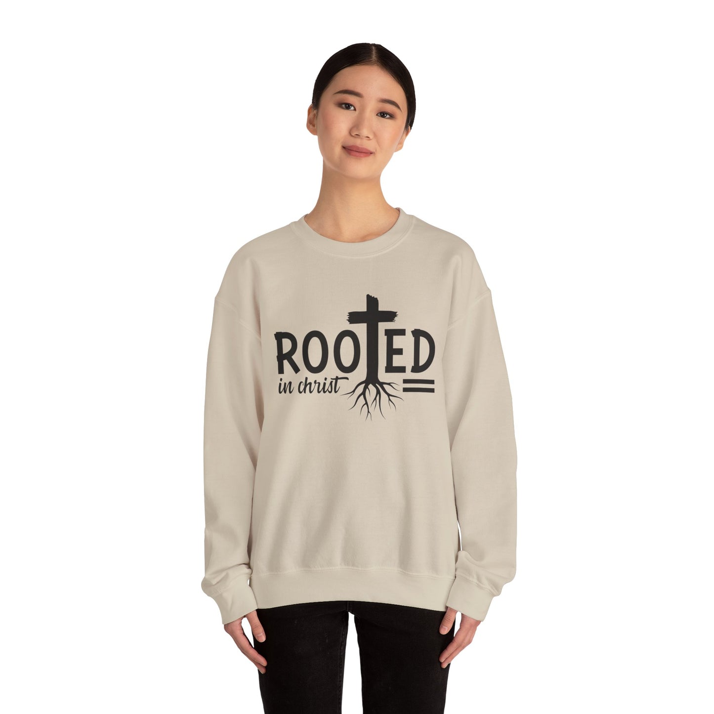 Rooted in Christ Unisex Crewneck Sweatshirt - Faith-Based Apparel, Christian Gift, Cozy Winter Wear, Inspirational Gifts, Spiritual Clothing