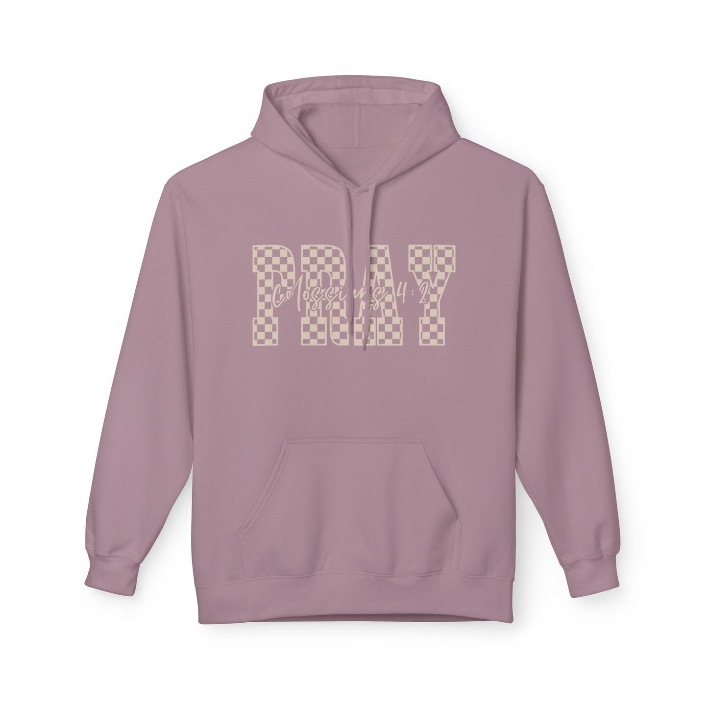 Pray Checkerboard Fleece Hoodie, Comfortable Unisex Hoodie, Spiritual Gift, Casual Wear, Cozy Sweatshirt, Christian hoodie