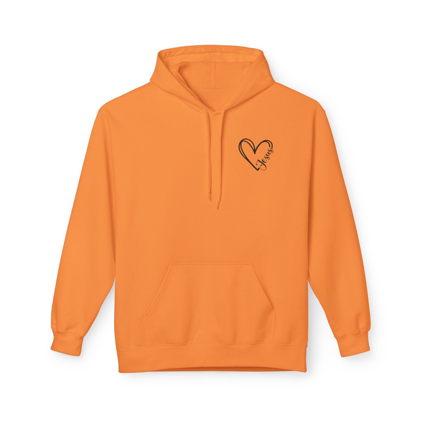 Inspired Fleece Hoodie with Heart and Cross Design, Christian Gift, Casual Wear, Everyday Comfort, Faith-Based Apparel, Cozy Hoodie