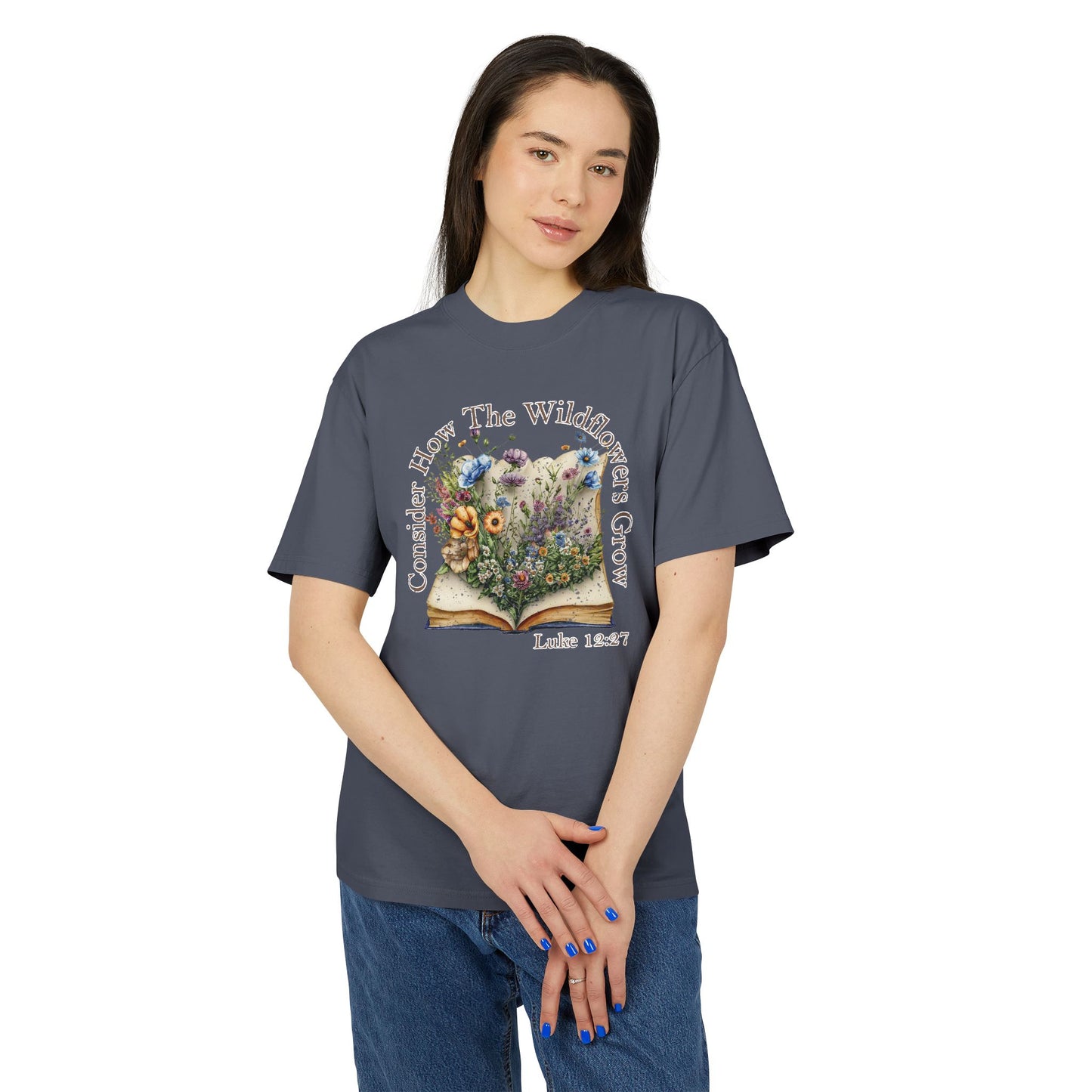 Faded Floral Scripture Tee - Consider How The Wildflowers Grow, Inspirational Shirt, Unisex Tee, Nature Lover Gift, Beachwear, Spring Outfit
