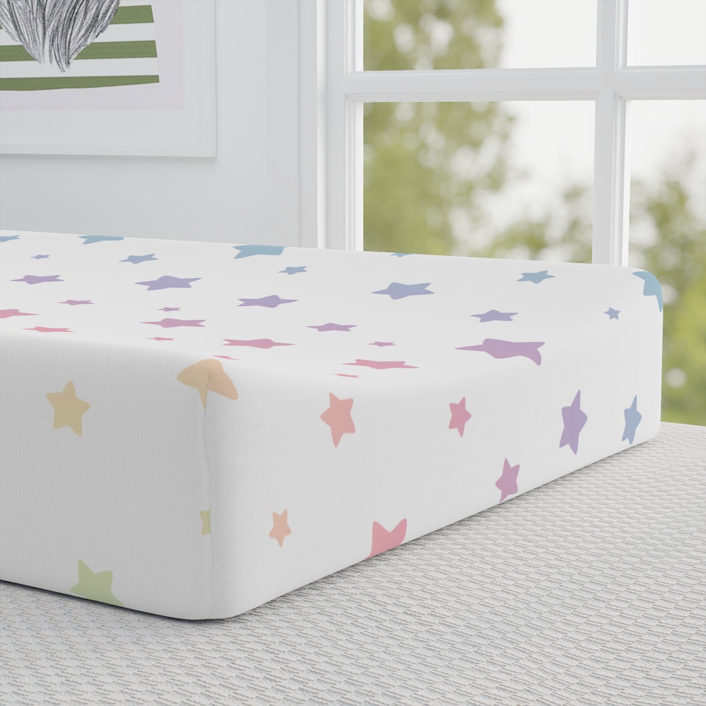 Colorful Star Baby Changing Pad Cover, Nursery Decor, Baby Shower Gift, Soft Cotton Bedding, Gender Neutral Baby Essentials