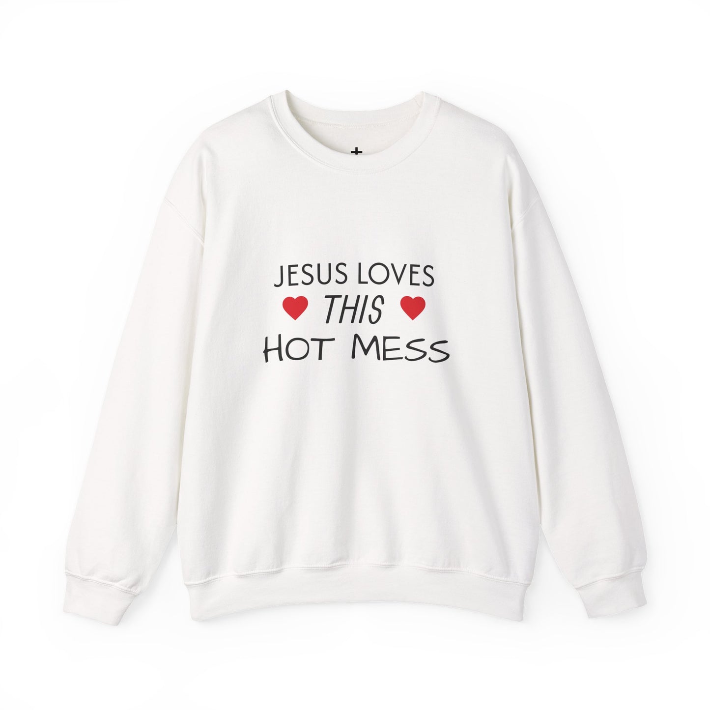 Jesus Loves This Hot Mess Sweatshirt, Comfortable Crewneck, Gift for Her, Funny Sweatshirt, Casual Wear, Everyday Apparel