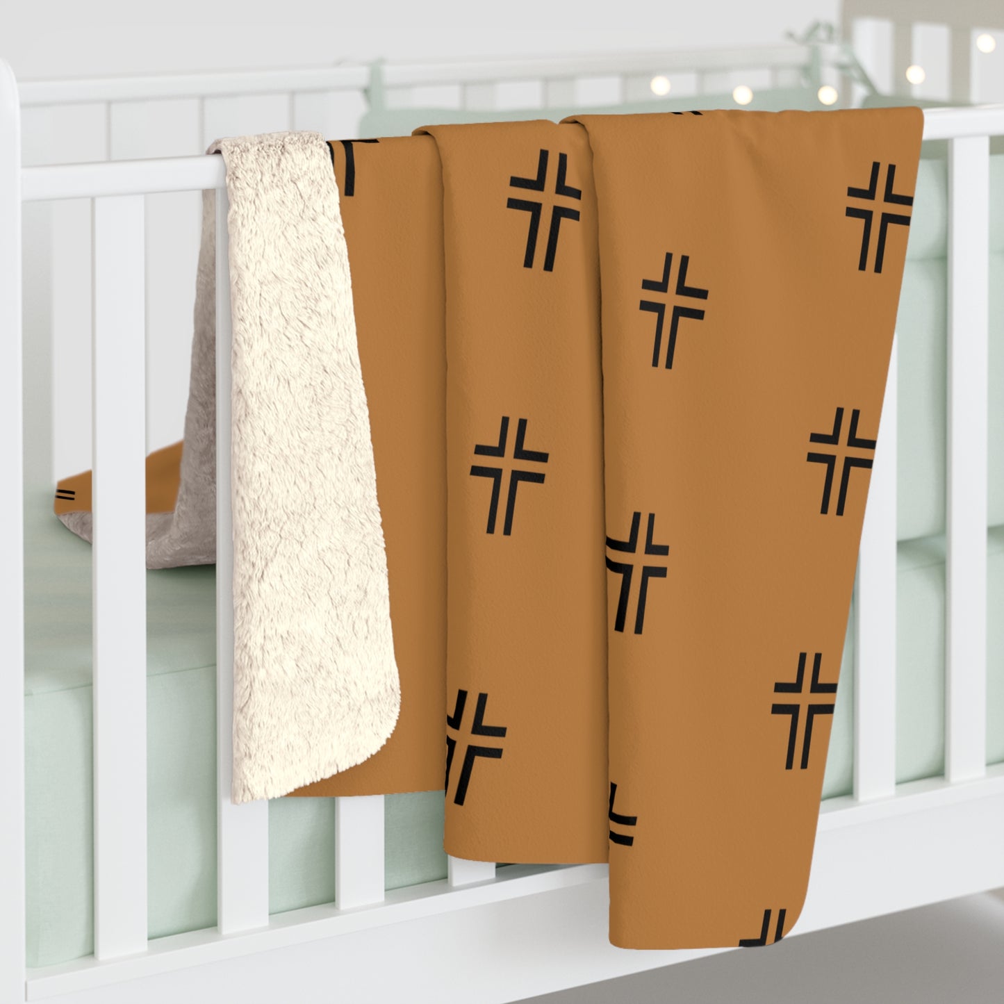 Cozy Cross Pattern Sherpa Fleece Blanket, Soft Throw for Home, Gift for Friends, Christian Decor, Perfect for Any Occasion