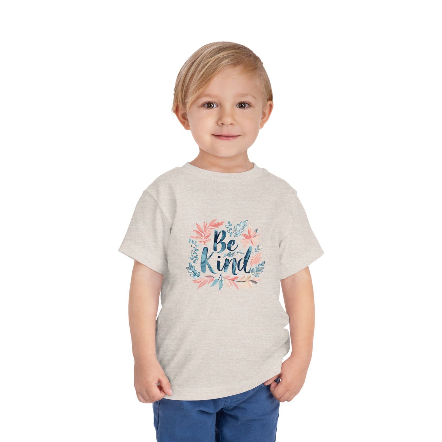Toddler Short Sleeve Tee - "Be Kind" Floral Design, Cute Kids T-Shirt, Positive Message Tee, Gift for Toddlers, Summer Wear