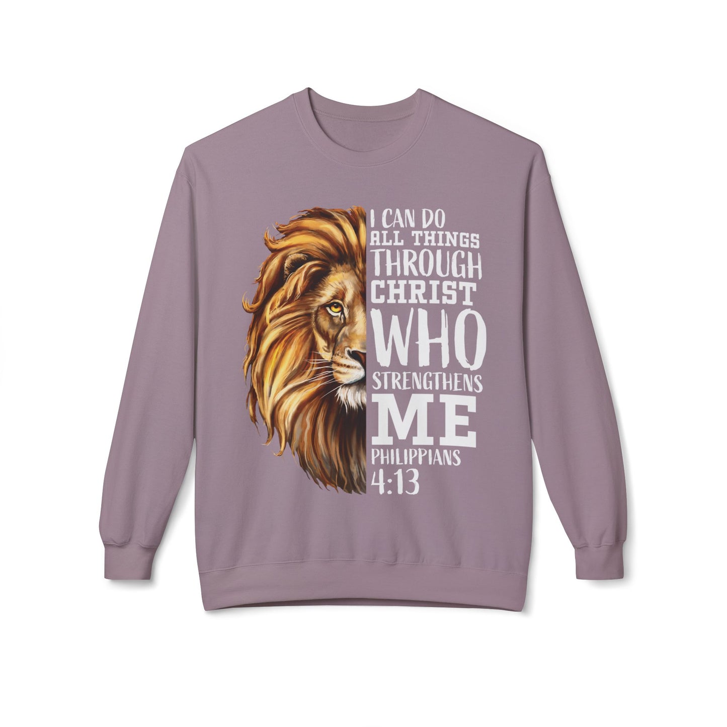 Christian Inspirational Lion Sweatshirt, Motivational Crewneck, Faith-Based Apparel, Cozy Gift for Believers, Scripture Decor