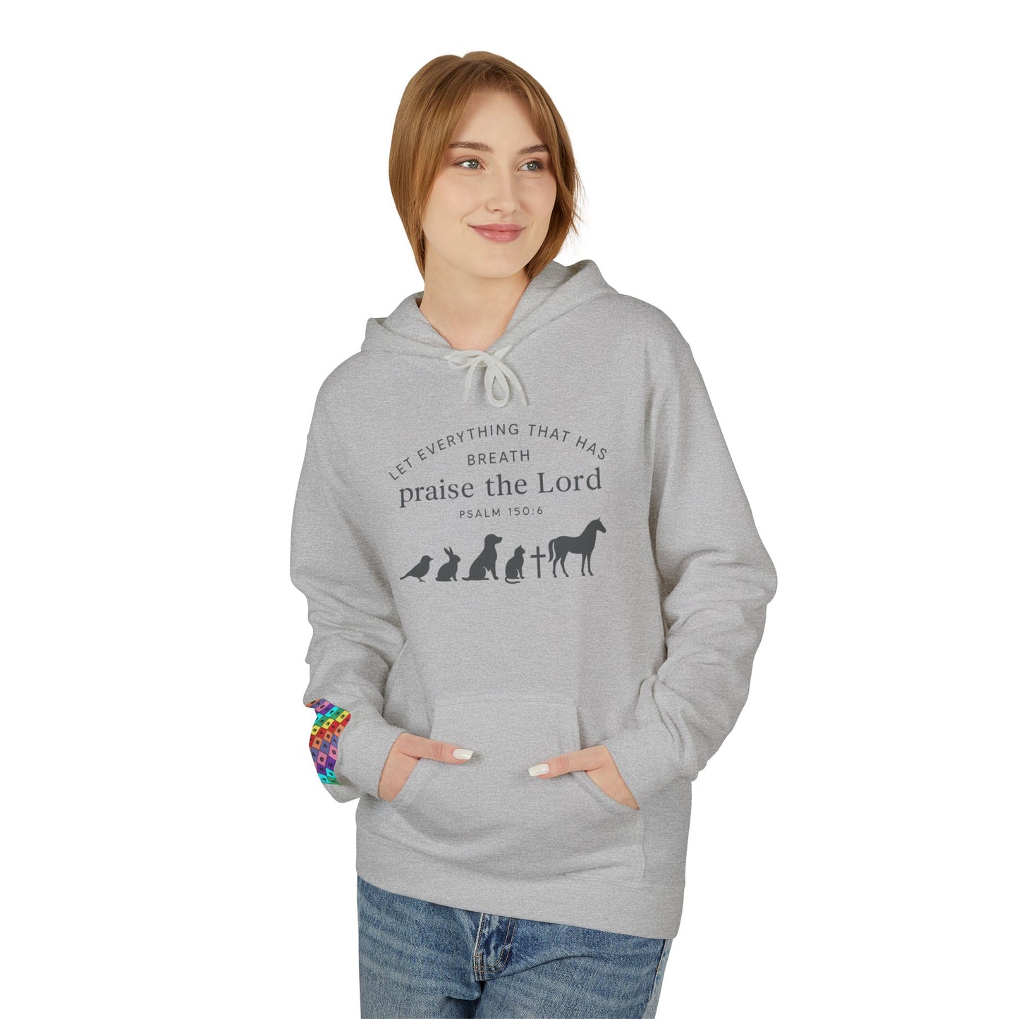 Praise the Lord Animal Silhouette Hoodie, Unisex Fleece Sweatshirt, Christian Gift, Cozy Wear, Spiritual Apparel