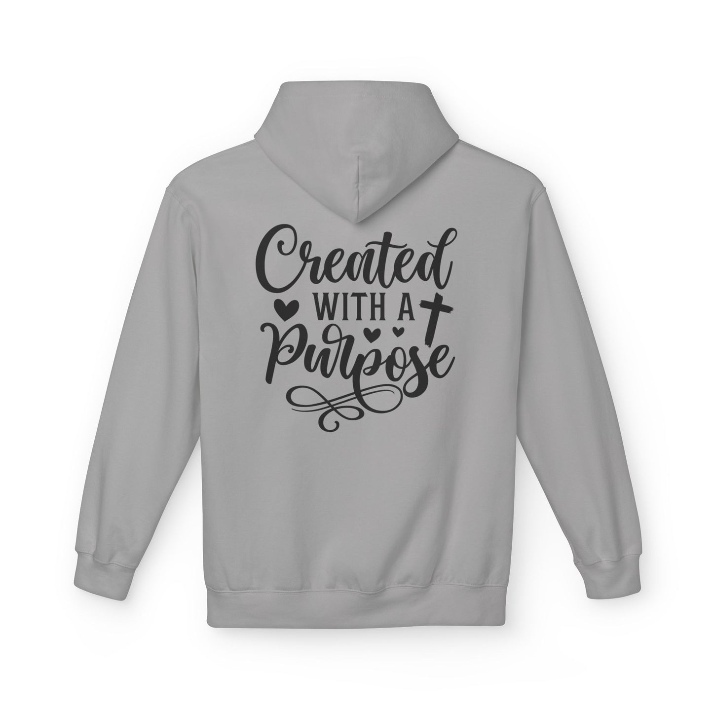 Inspired Fleece Hoodie with Heart and Cross Design, Christian Gift, Casual Wear, Everyday Comfort, Faith-Based Apparel, Cozy Hoodie
