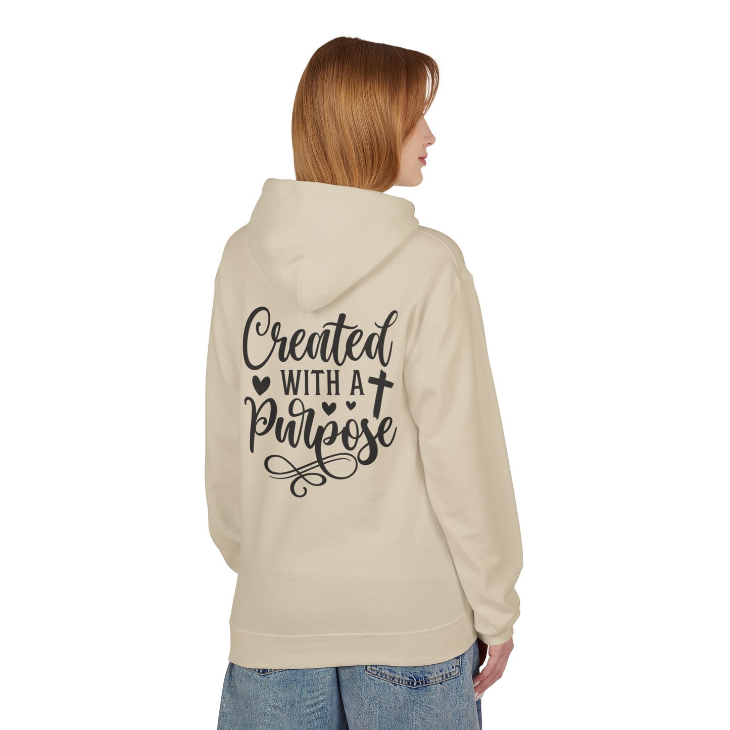 Inspired Fleece Hoodie with Heart and Cross Design, Christian Gift, Casual Wear, Everyday Comfort, Faith-Based Apparel, Cozy Hoodie