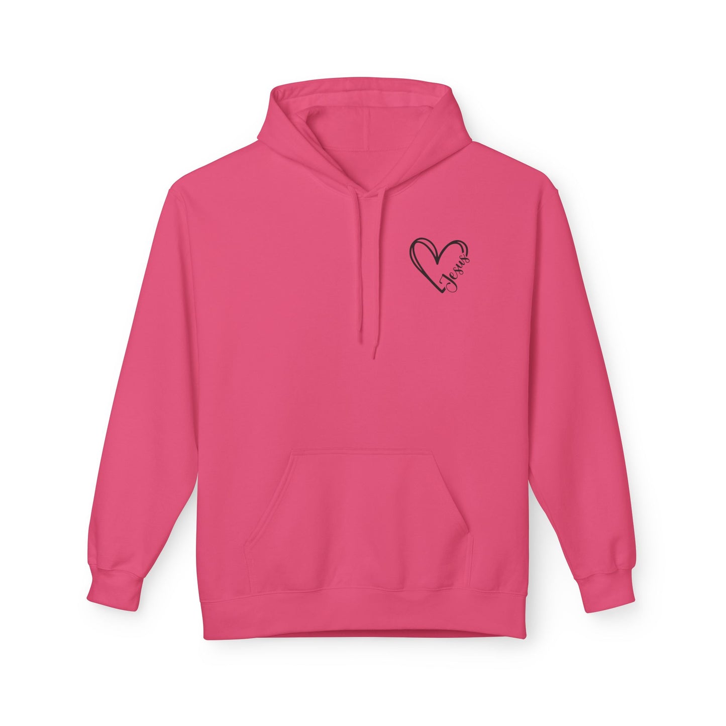 Inspired Fleece Hoodie with Heart and Cross Design, Christian Gift, Casual Wear, Everyday Comfort, Faith-Based Apparel, Cozy Hoodie