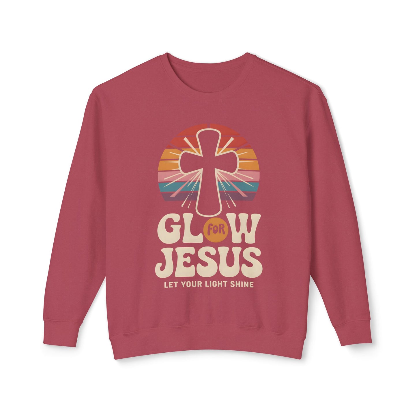 Glow for Jesus Unisex Lightweight Crewneck Sweatshirt | Faith Apparel, Christian Gift, Inspirational Wear, Religious Outfit, Casual Comfort