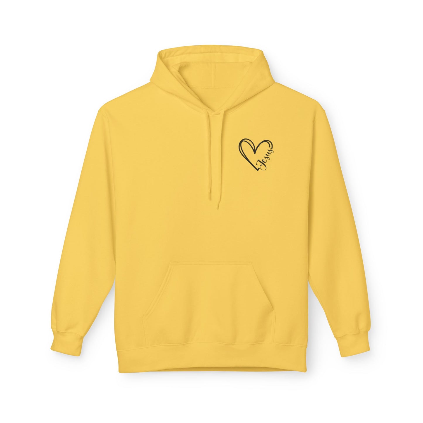 Inspired Fleece Hoodie with Heart and Cross Design, Christian Gift, Casual Wear, Everyday Comfort, Faith-Based Apparel, Cozy Hoodie