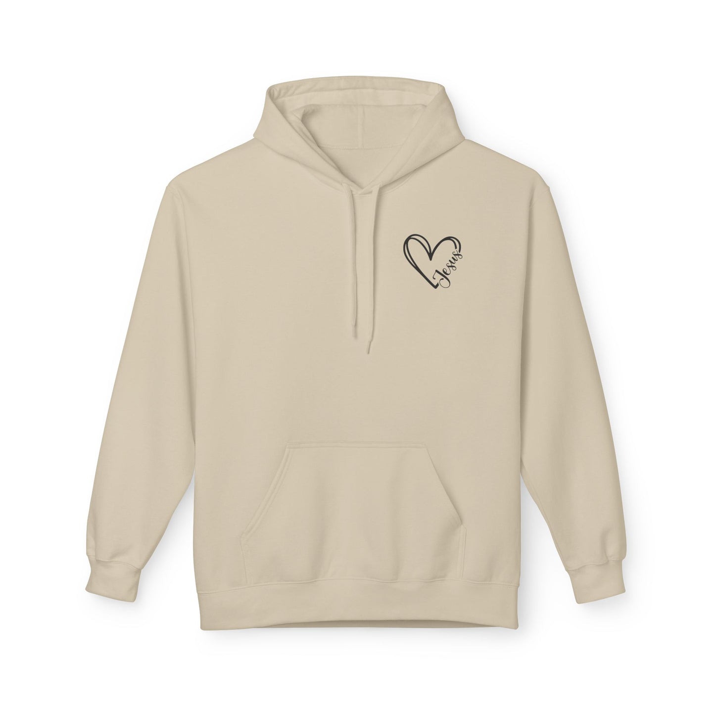 Inspired Fleece Hoodie with Heart and Cross Design, Christian Gift, Casual Wear, Everyday Comfort, Faith-Based Apparel, Cozy Hoodie