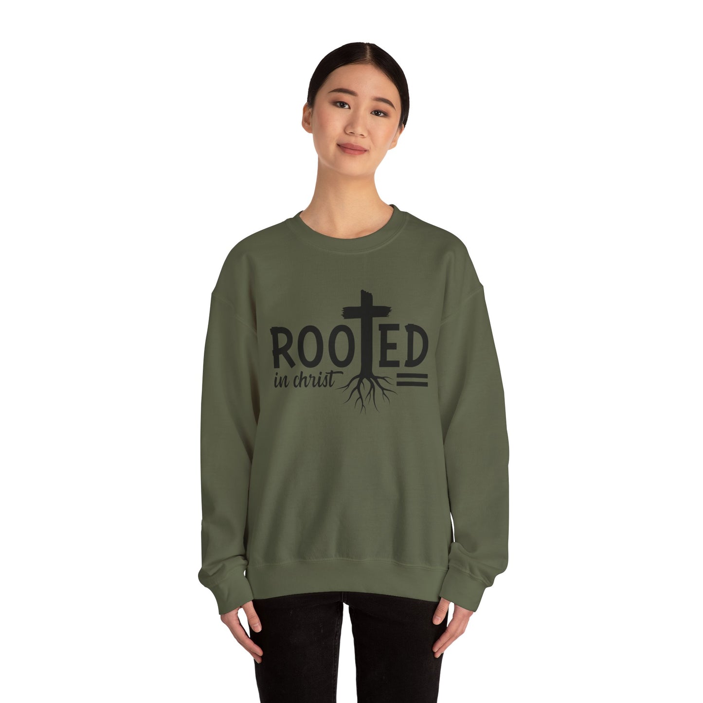 Rooted in Christ Unisex Crewneck Sweatshirt - Faith-Based Apparel, Christian Gift, Cozy Winter Wear, Inspirational Gifts, Spiritual Clothing