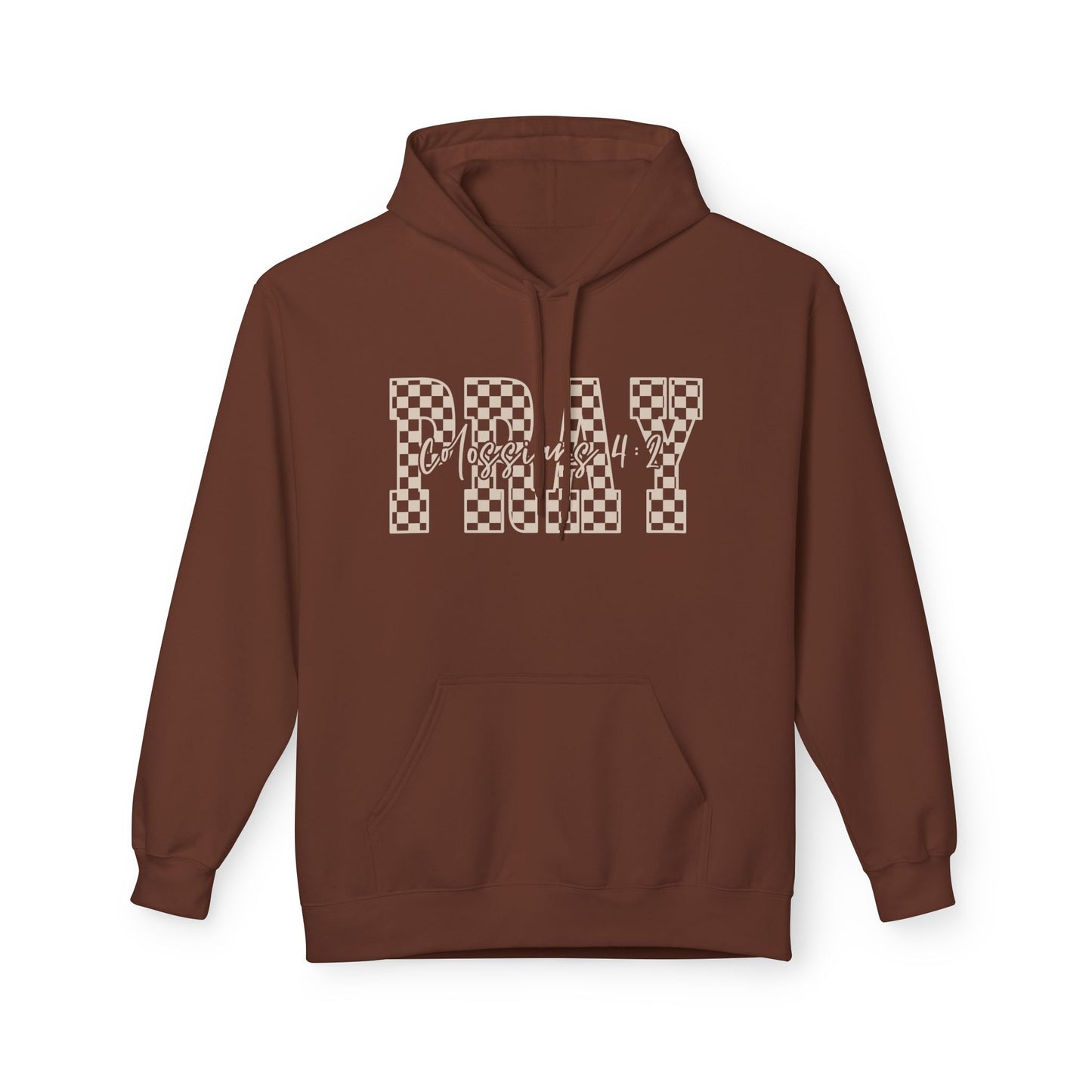 Pray Checkerboard Fleece Hoodie, Comfortable Unisex Hoodie, Spiritual Gift, Casual Wear, Cozy Sweatshirt, Christian hoodie