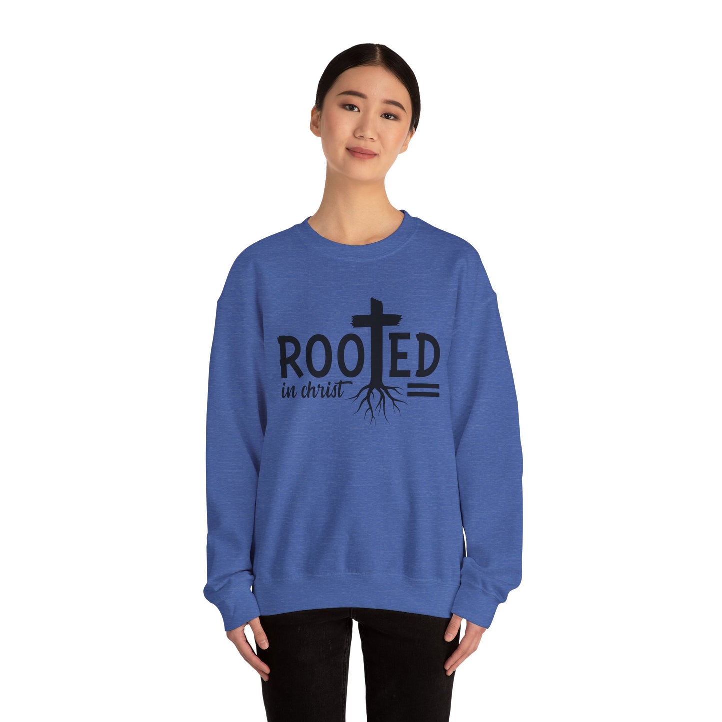 Rooted in Christ Unisex Crewneck Sweatshirt - Faith-Based Apparel, Christian Gift, Cozy Winter Wear, Inspirational Gifts, Spiritual Clothing