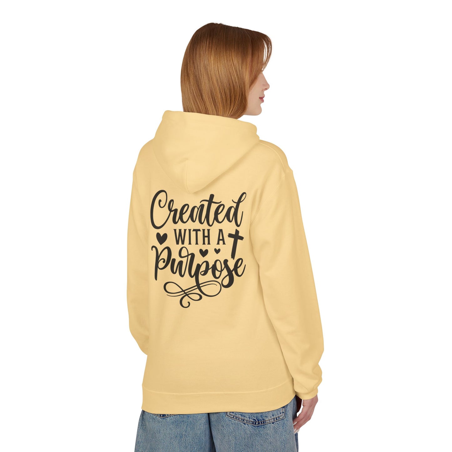 Inspired Fleece Hoodie with Heart and Cross Design, Christian Gift, Casual Wear, Everyday Comfort, Faith-Based Apparel, Cozy Hoodie