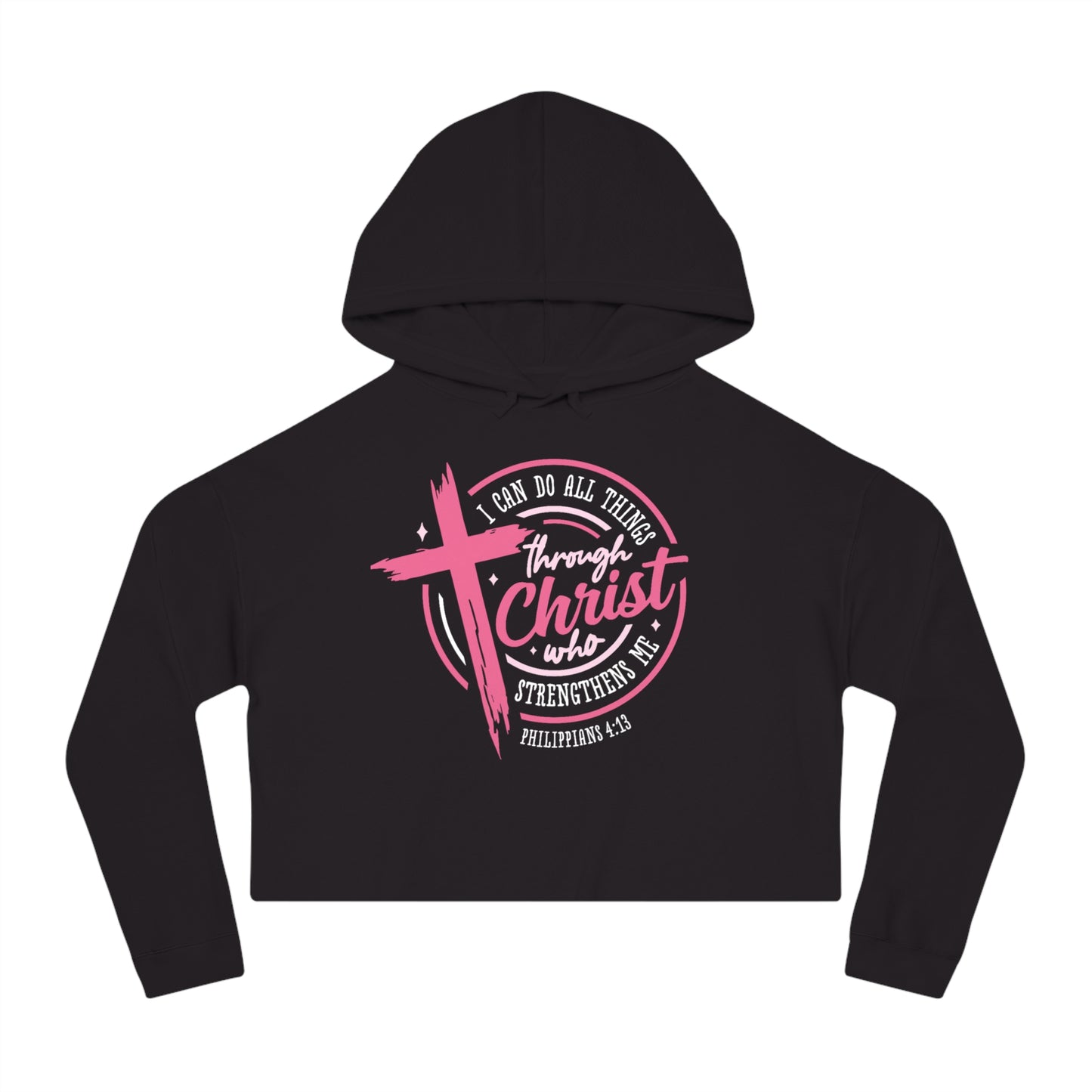 Cropped Sweatshirt with Philippians 4:13 Design, Faith Apparel, Christian Hoodie, Inspirational Clothing, Casual Wear, Spiritual Gifts