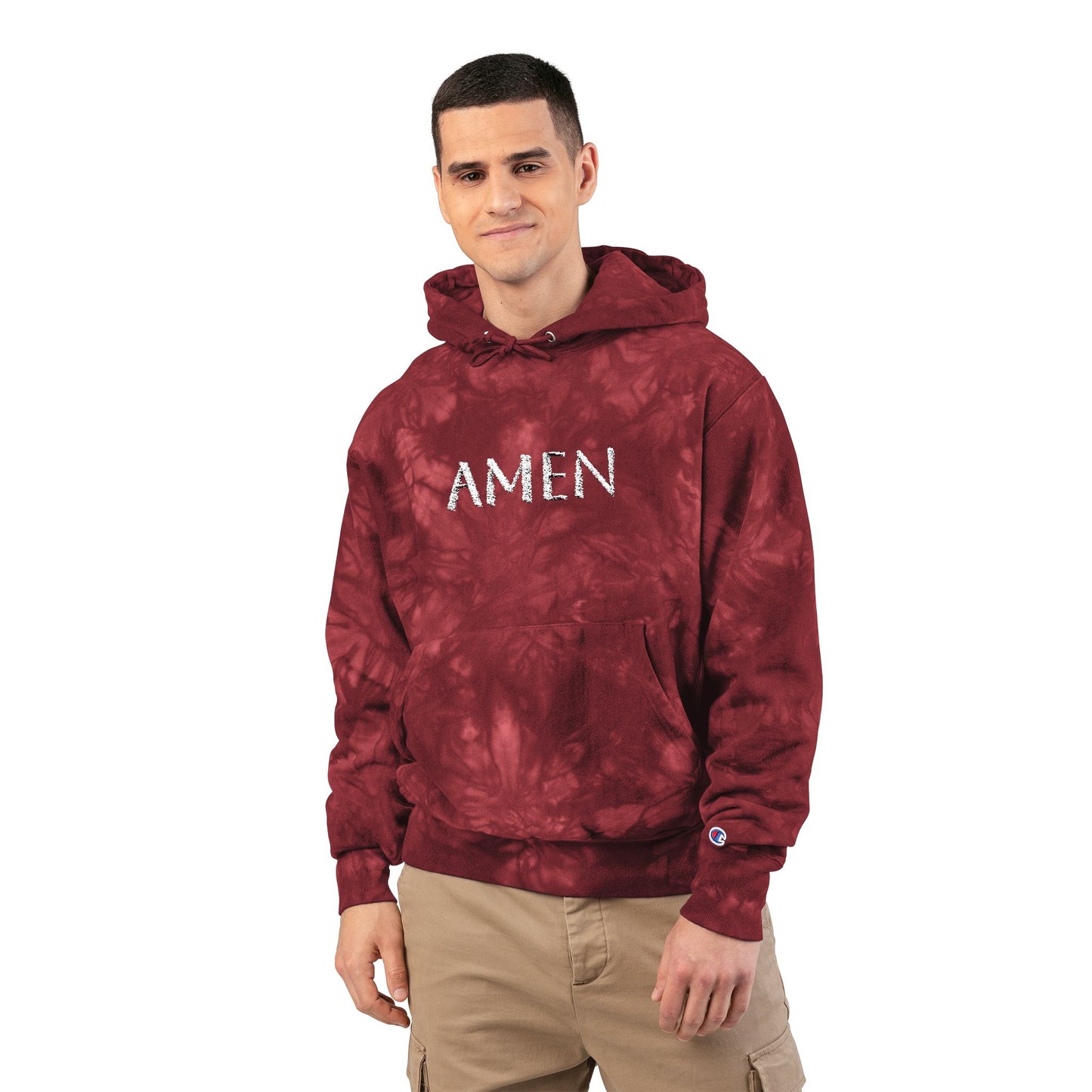 Unisex Tie-Dye Hoodie with 'AMEN' Embroidery | Trendy Streetwear, Spiritual Gift, Cozy Layered Look, Perfect for Fall, Unisex Fashion