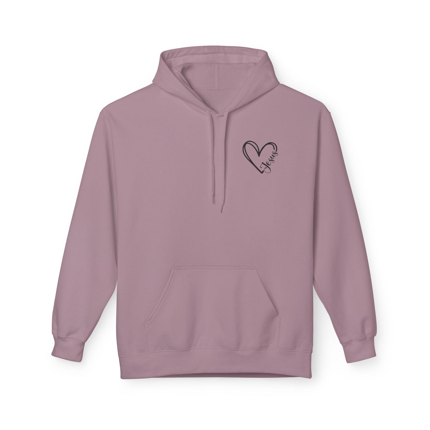 Inspired Fleece Hoodie with Heart and Cross Design, Christian Gift, Casual Wear, Everyday Comfort, Faith-Based Apparel, Cozy Hoodie