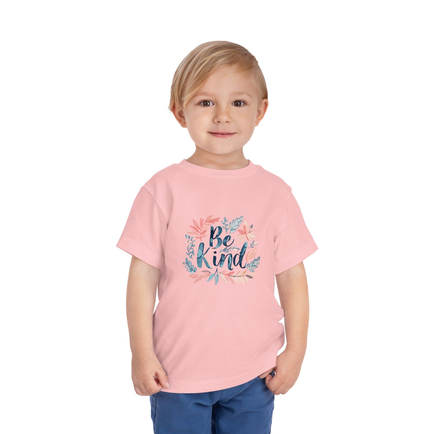 Toddler Short Sleeve Tee - "Be Kind" Floral Design, Cute Kids T-Shirt, Positive Message Tee, Gift for Toddlers, Summer Wear