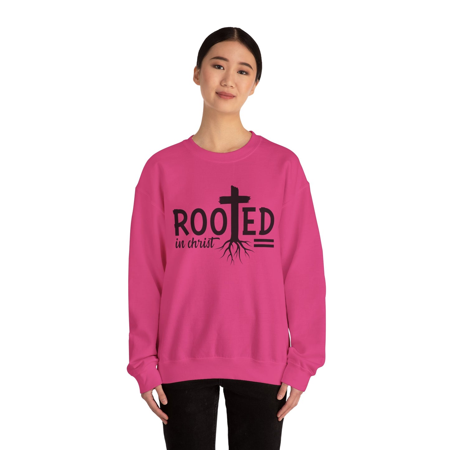 Rooted in Christ Unisex Crewneck Sweatshirt - Faith-Based Apparel, Christian Gift, Cozy Winter Wear, Inspirational Gifts, Spiritual Clothing