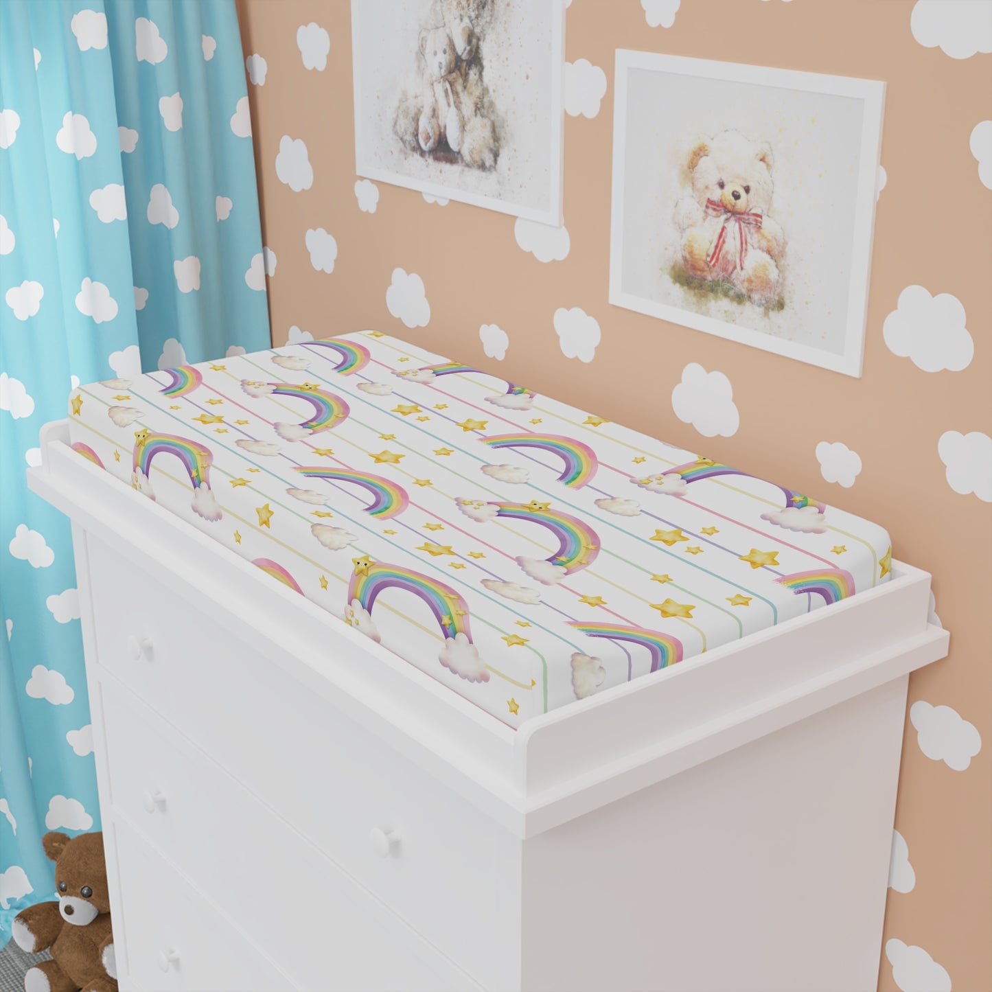 Whimsical Rainbow Baby Changing Pad Cover - Soft Cotton, Nursery Decor, Baby Shower Gift, Kids Room Essentials, Unicorn Theme
