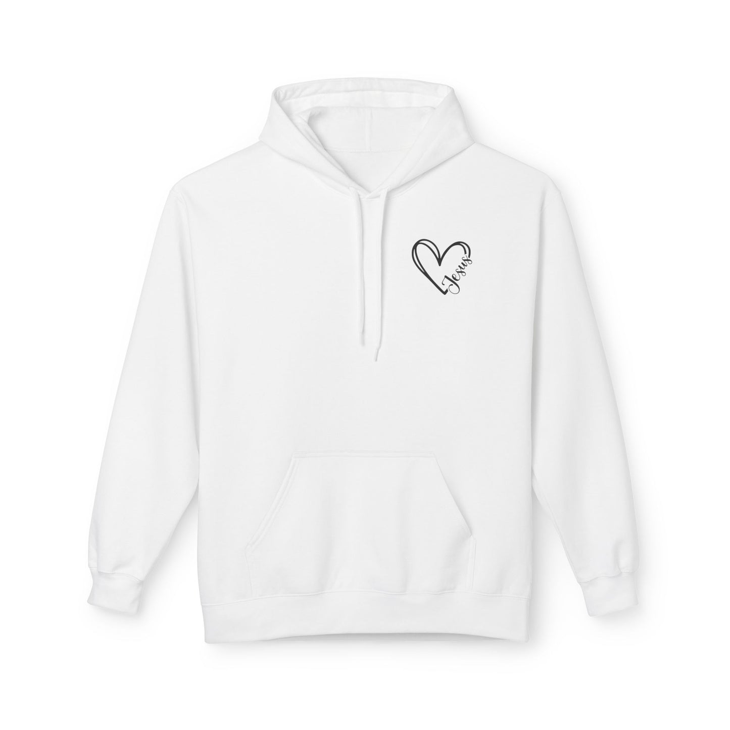 Inspired Fleece Hoodie with Heart and Cross Design, Christian Gift, Casual Wear, Everyday Comfort, Faith-Based Apparel, Cozy Hoodie