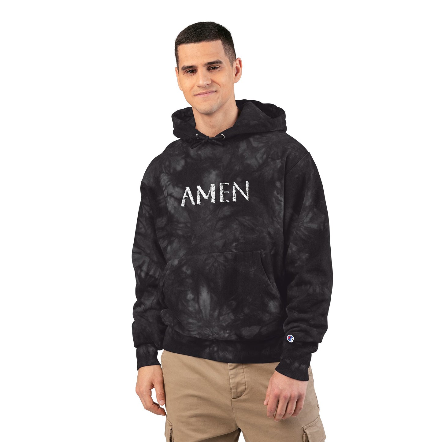 Unisex Tie-Dye Hoodie with 'AMEN' Embroidery | Trendy Streetwear, Spiritual Gift, Cozy Layered Look, Perfect for Fall, Unisex Fashion