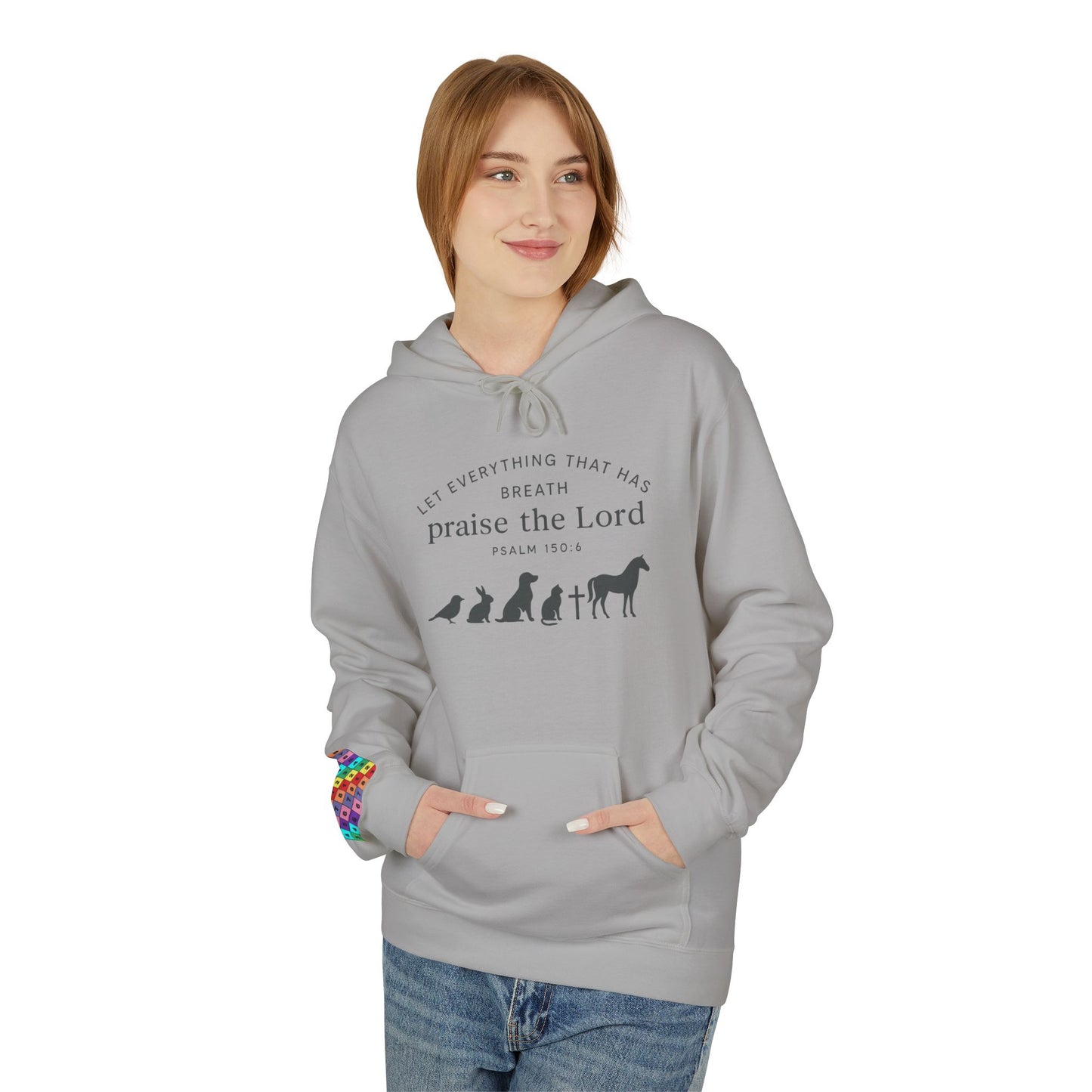 Praise the Lord Animal Silhouette Hoodie, Unisex Fleece Sweatshirt, Christian Gift, Cozy Wear, Spiritual Apparel