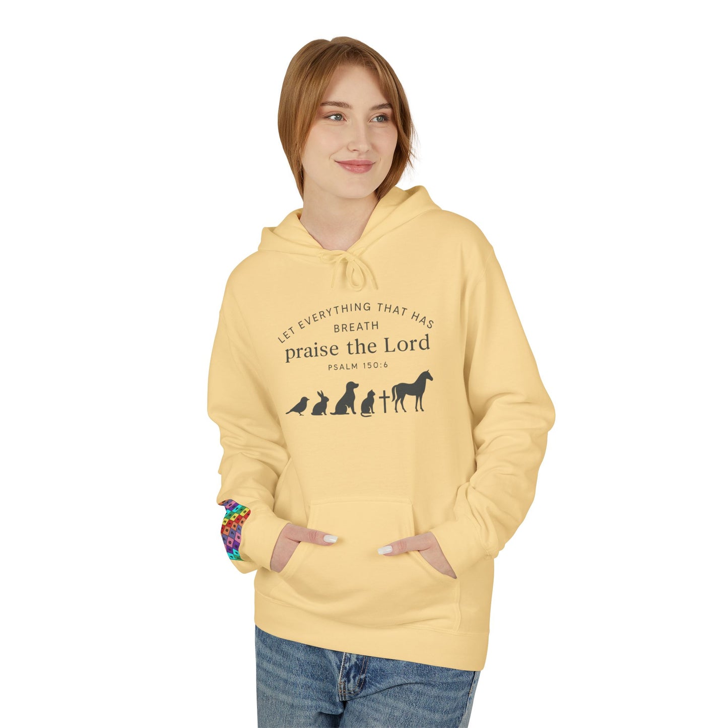 Praise the Lord Animal Silhouette Hoodie, Unisex Fleece Sweatshirt, Christian Gift, Cozy Wear, Spiritual Apparel