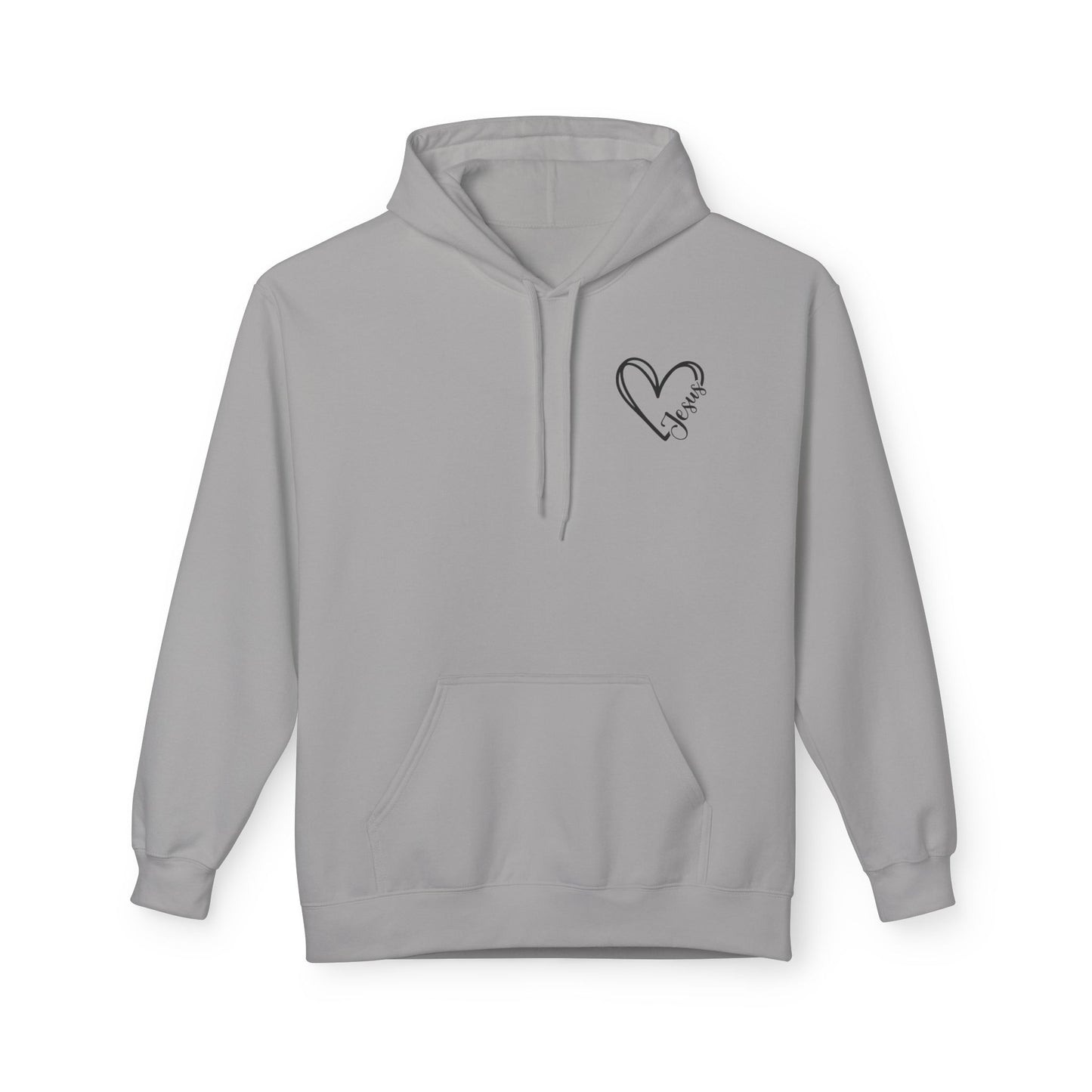 Inspired Fleece Hoodie with Heart and Cross Design, Christian Gift, Casual Wear, Everyday Comfort, Faith-Based Apparel, Cozy Hoodie