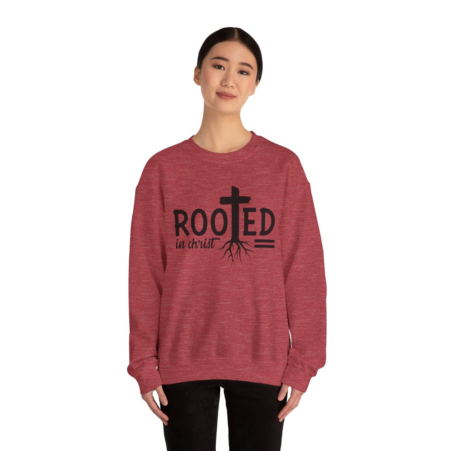 Rooted in Christ Unisex Crewneck Sweatshirt - Faith-Based Apparel, Christian Gift, Cozy Winter Wear, Inspirational Gifts, Spiritual Clothing