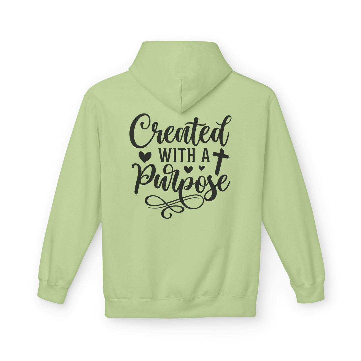 Inspired Fleece Hoodie with Heart and Cross Design, Christian Gift, Casual Wear, Everyday Comfort, Faith-Based Apparel, Cozy Hoodie