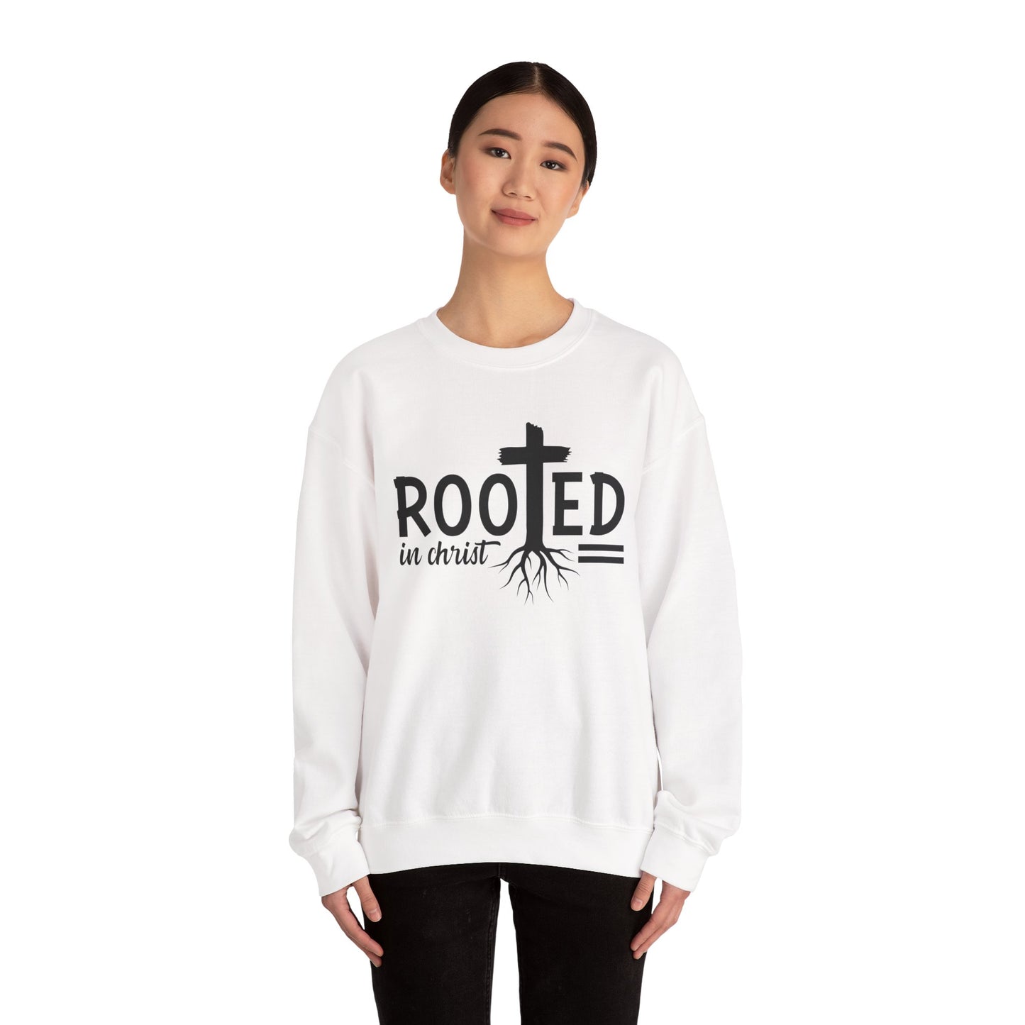 Rooted in Christ Unisex Crewneck Sweatshirt - Faith-Based Apparel, Christian Gift, Cozy Winter Wear, Inspirational Gifts, Spiritual Clothing