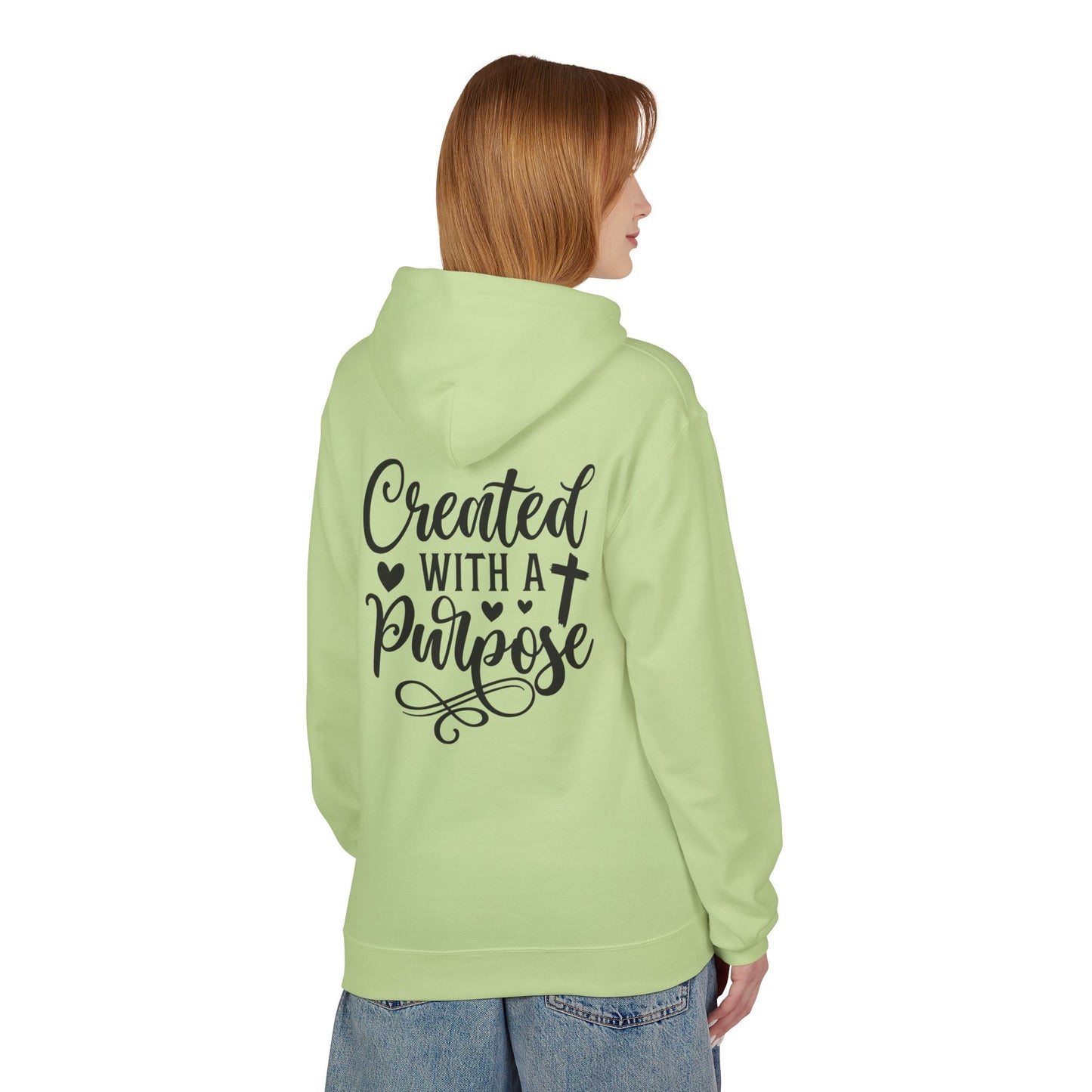 Inspired Fleece Hoodie with Heart and Cross Design, Christian Gift, Casual Wear, Everyday Comfort, Faith-Based Apparel, Cozy Hoodie